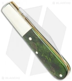 Boker Barlow Pocket Knife Green Curly Birch Wood (3.3" Satin) 118941 -BLADE HQ SHOP Boker Barlow Pocket Knife Green Curly Birch Wood 118941 BHQ 120613 jr side