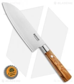 Boker Damascus Olive 6.75" Santoku Kitchen Knife Olive Wood -BLADE HQ SHOP Boker Damascus Olive Santoku Knife Olive Wood 6.75 Damascus 130437DAM BHQ 111156 LS Bottlecap