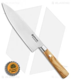 Boker Damascus Olive 6.25" Small Chef's Kitchen Knife Olive Wood -BLADE HQ SHOP Boker Damascus Olive Small Chefs Knife Olive Wood 6.125 Damascus 130439DAM BHQ 111155 LS Bottlecap