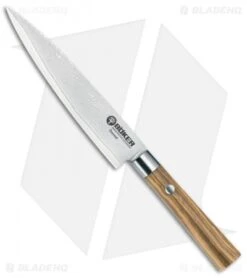 Boker Damascus Olive 3-Piece Kitchen Knife Set Olive Wood -BLADE HQ SHOP Boker Damascus Olive Utility Olive Wood Damascus BHQ 111157 jr 1