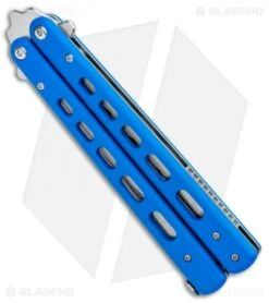 BLADE HQ SHOP -BLADE HQ SHOP Boker Plus Balisong Trainer Blue Holes G 10 Satin 01BO713SOI BHQ 99634 jr spine