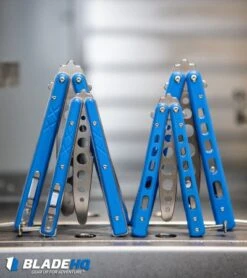 Boker Plus Mini Balisong Trainer Blue G-10 (3.25" Satin) 01BO716SOI -BLADE HQ SHOP Boker Plus Balisong Trainer Butterfly Knife Blue G 10 Satin 01BO713 BHQ 99634 kp cnc web 2
