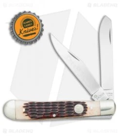 Boker Trapper Pocket Knife 4.25" Brown Jigged Bone 110732 -BLADE HQ SHOP Boker Trapper Brown Jigged Bone BO110732 BHQ 40075 jr bottlecap
