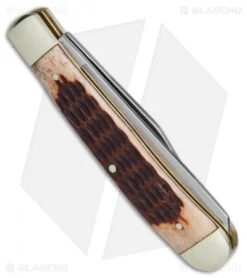 Boker Trapper Pocket Knife 4.25" Brown Jigged Bone 110732 -BLADE HQ SHOP Boker Trapper Brown Jigged Bone BO110732 BHQ 40075 jr side