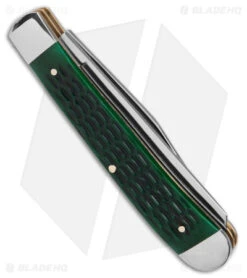 Boker Trapper Traditional Pocket Knife Jigged Green Bone (Polish D2) -BLADE HQ SHOP Boker Trapper Traditional Pocket Knife Jigged Green Bone Polish D2 BHQ 146650 td side