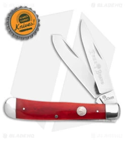 Boker Trapper Traditional Pocket Knife Smooth Red Bone (3.2" Satin) -BLADE HQ SHOP Boker Trapper Traditional Pocket Knife Smooth Red Bone Satin D2 BHQ 146648 td size