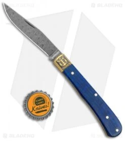 Boker Uno Trapper 2021 Annual Collector Knife Blue Curly Maple (3" Damascus) -BLADE HQ SHOP Boker Uno Trapper 2021 Annual Damascus Collectors Knife Blue Curly Maple BHQ 121069 jr bottlecap