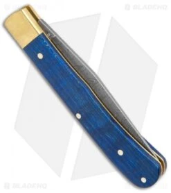 Boker Uno Trapper 2021 Annual Collector Knife Blue Curly Maple (3" Damascus) -BLADE HQ SHOP Boker Uno Trapper 2021 Annual Damascus Collectors Knife Blue Curly Maple BHQ 121069 jr side