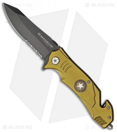 Boker Army Rescue Spring Assisted Knife Bronze (3.375" Black Serr) 01LL471 3 Boker Army Rescue Spring Assisted Knife Bronze (3.375" Black Serr) 01LL471